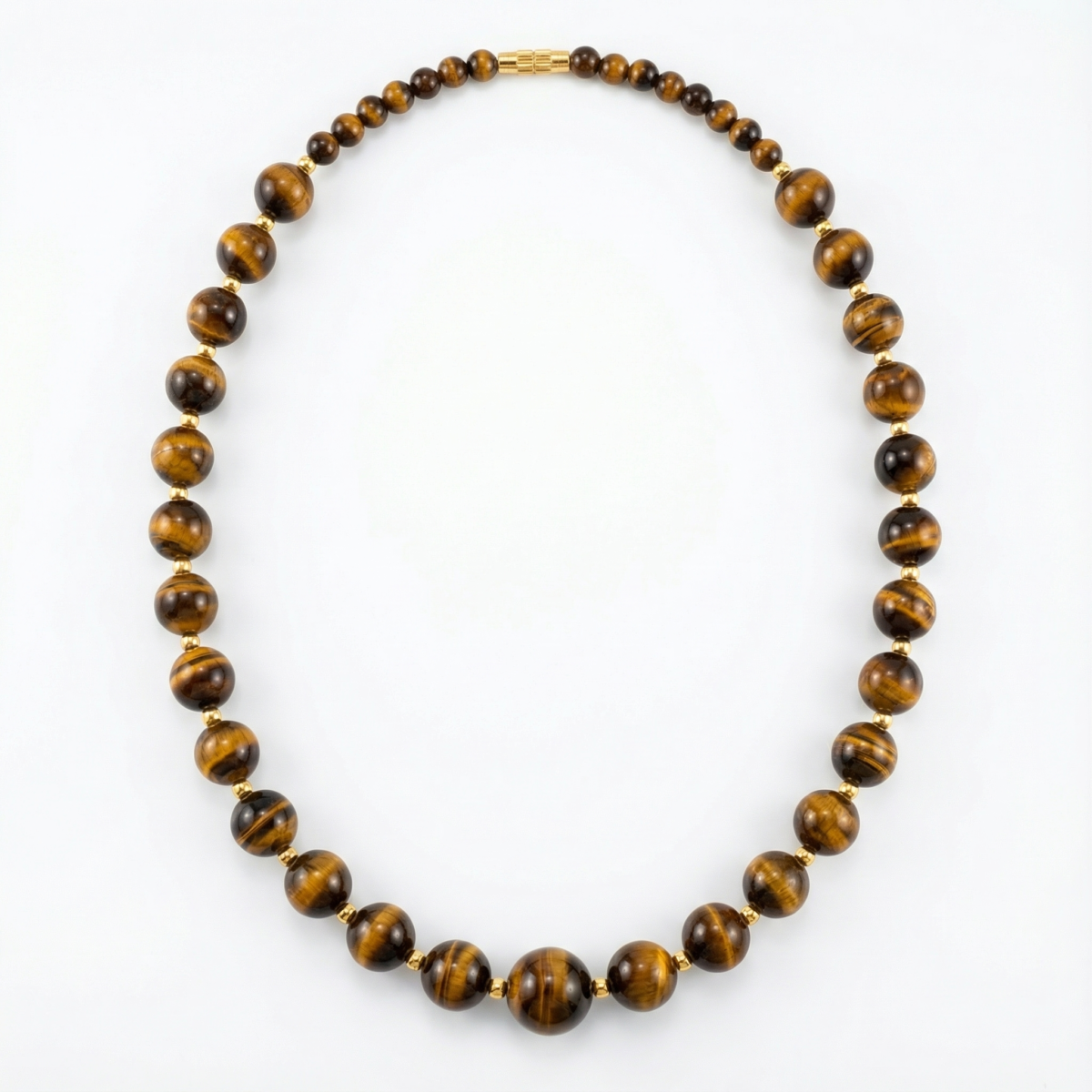 16fb3fc7-e19e-4cd4-91f5-ddedc81ca5b2 Golden Brown Tiger Eye Beaded Gemstone Necklace - Image 4