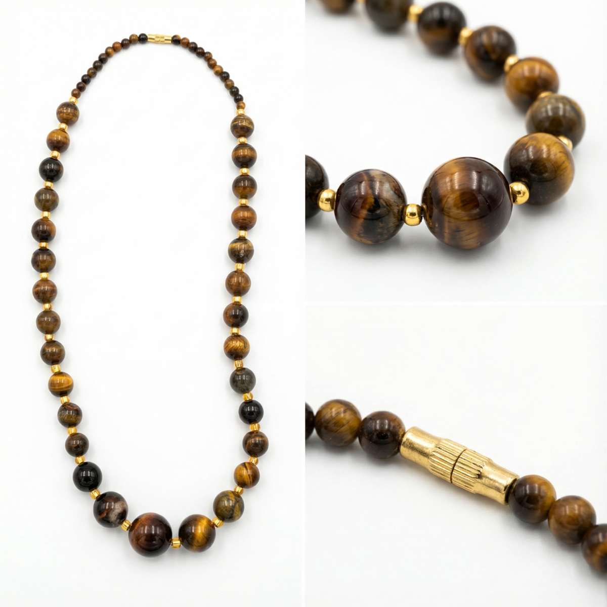 179e1761-373f-4065-b452-12708f4d4c9d Golden Brown Tiger Eye Beaded Gemstone Necklace - Image 3